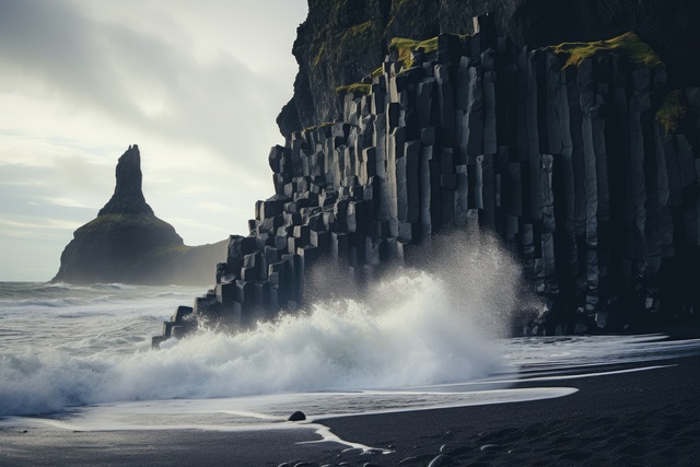 Beautiful landscape of Reynisfjara black sand beach